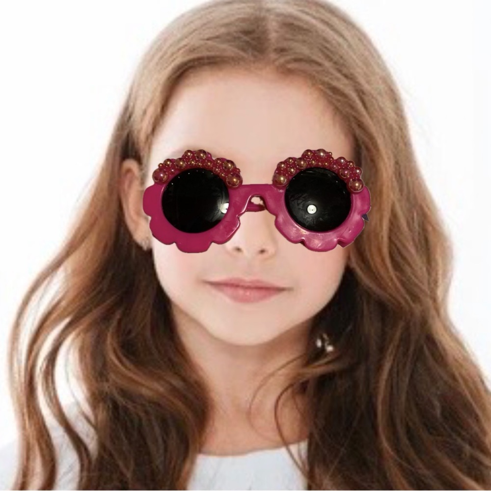 Littke girls pink flower shaped sunglasses
